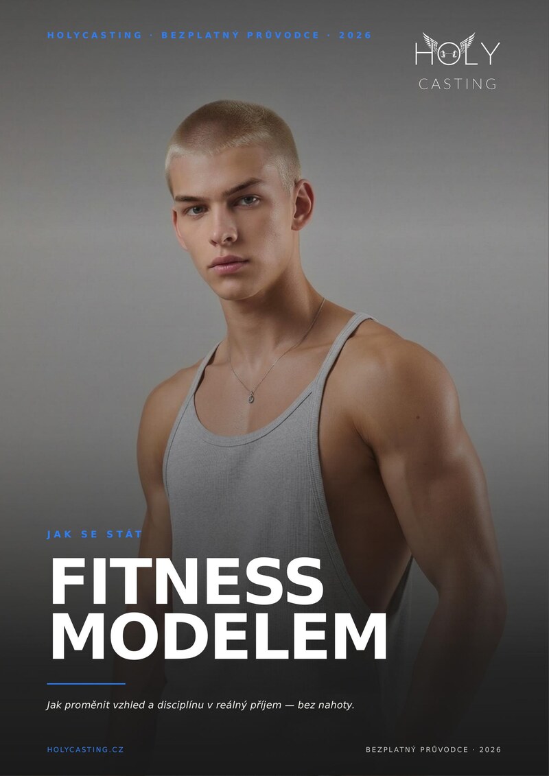 Obálka eBooku: Jak se stát fitness modelem — bezplatný průvodce Holycasting 2026